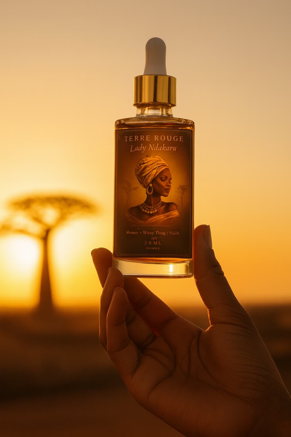 Flacon en main, baobab — Ndakaru